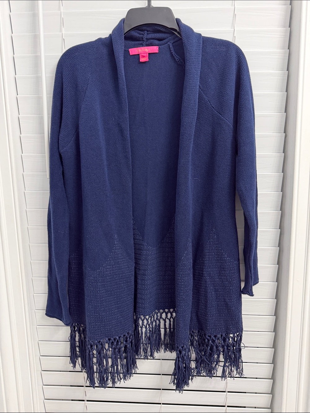 Lily Pulitzer Navy Fringe Women's Sweater Cardigan